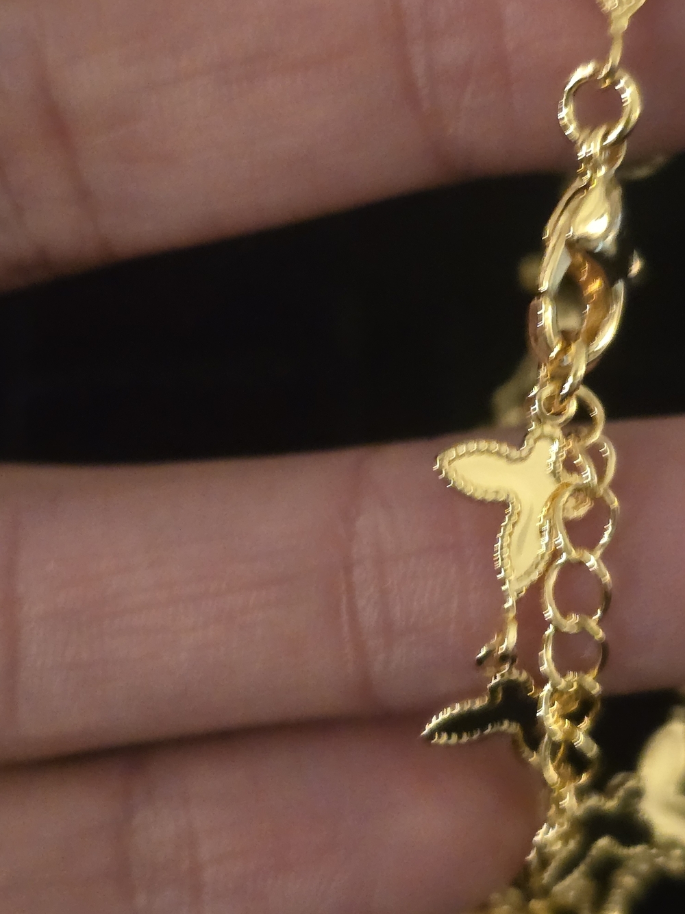 22kgp Dubai Jewelry Gold Butterfly Link Anklet View 4
